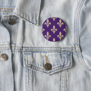 Badge Rond 5 Cm Motif Fleur de Lis, Crème Royale Française sur Vio