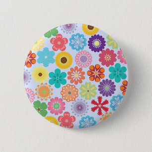 Badge Rond 5 Cm Motif floral coloré Girly de flower power