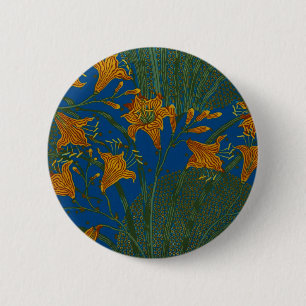 Badge Rond 5 Cm Motif floral de jour de lys vintage de Walter Cran