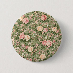 Badge Rond 5 Cm Motif floral rond de rose rose Cottagecore vintage