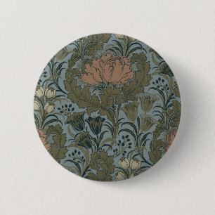 Badge Rond 5 Cm Motif floral victorien antique terre cuite sauge