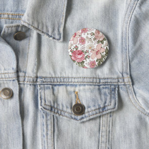 Badge Rond 5 Cm Motif floral vintage avec roses