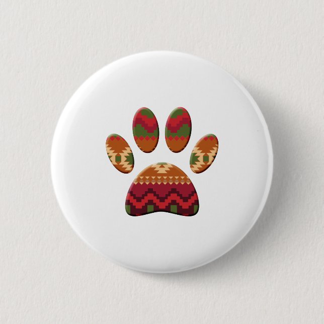 Badge Rond 5 Cm Motif géométrique Aztec Empreinte de patte Art Dog (Devant)