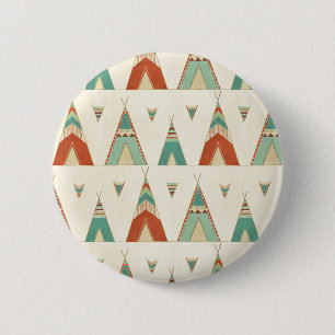 Badge Rond 5 Cm Motif géométrique de Teepee d'étape   de Geo de