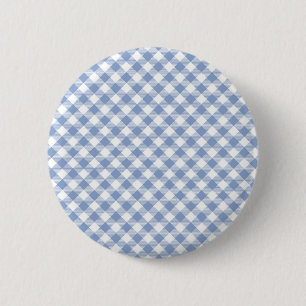 Badge Rond 5 Cm Motif Gingham Bleu Clair Imprimé Carreaux Classiqu