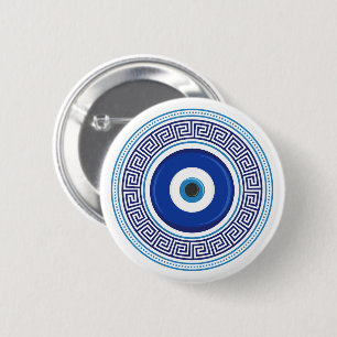Badge Rond 5 Cm Motif grec mal oeil Nazar