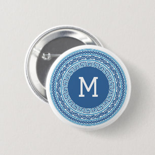 Badge Rond 5 Cm Motif grec Monogramme personnalisé