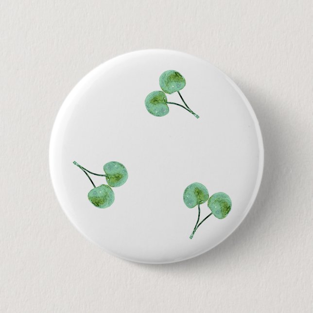 Badge Rond 5 Cm Motif Green Cherry (Devant)