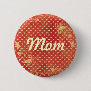 Badge Rond 5 Cm Motif grunge vintage rouge fait sur commande de
