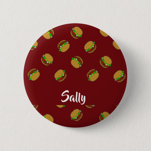 Badge Rond 5 Cm Motif hamburger sur le marron (Devant)