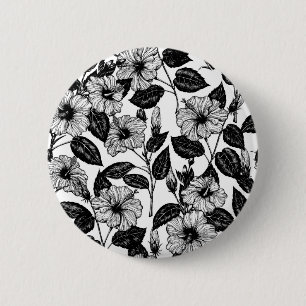 Badge Rond 5 Cm Motif Hibiscus