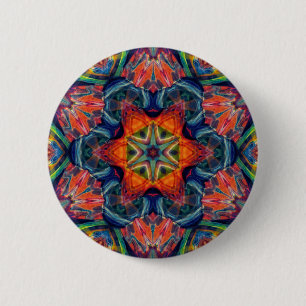 Badge Rond 5 Cm Motif kaléidoscope couleur psychédélique