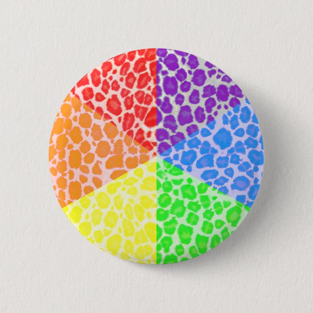 Badge Rond 5 Cm Motif Léopard Angles Arc-en-ciel (Devant)
