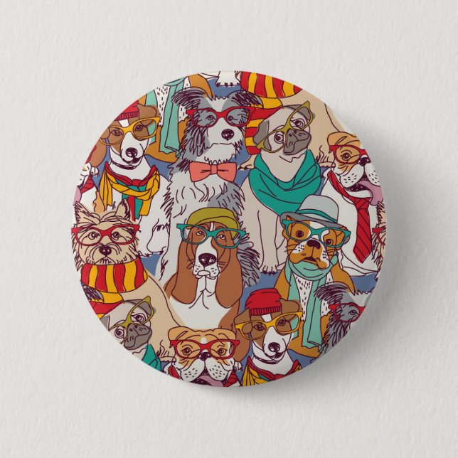 Badge Rond 5 Cm Motif mignon de mode de chiot (Devant)