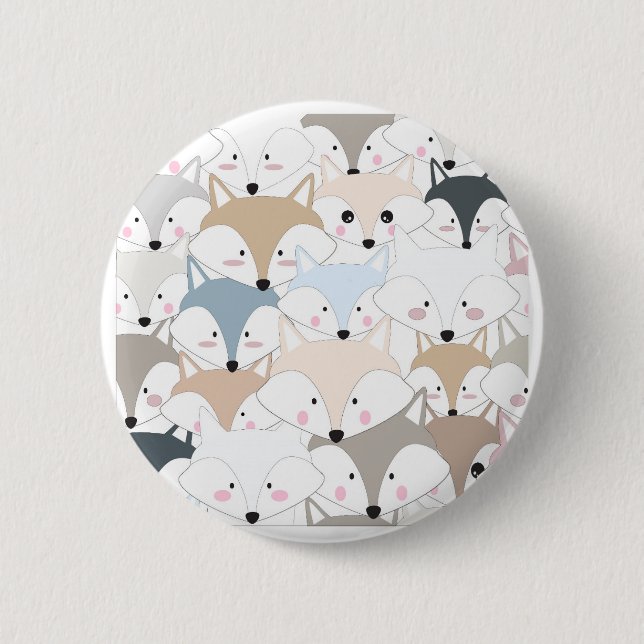 Badge Rond 5 Cm Motif mignon de renard ou de loup de bande (Devant)