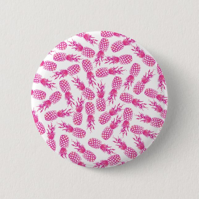 Badge Rond 5 Cm Motif mignon fuchsia girly moderne d'ananas (Devant)