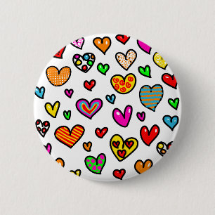 Badge Rond 5 Cm Motif multi lunatique de coeur d'amour de bande