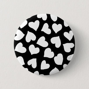 Badge Rond 5 Cm Motif noir et blanc de coeur