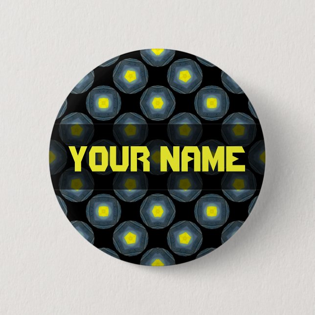 Badge Rond 5 Cm motif noir jaune (Devant)