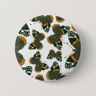 Badge Rond 5 Cm Motif papillon de l'amiral rouge