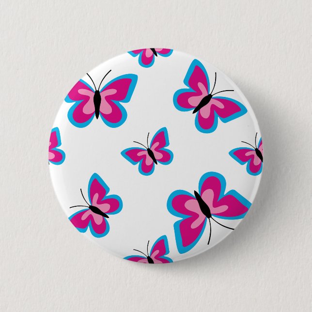 Badge Rond 5 Cm Motif papillon rose bleu (Devant)