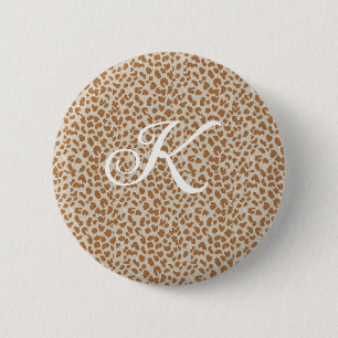 Badge Rond 5 Cm Motif peau de panthère monogrammé nom lettrage mar