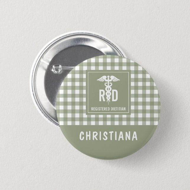Badge Rond 5 Cm Motif personnalisé de diététiste enregistré RD (Devant & derrière)