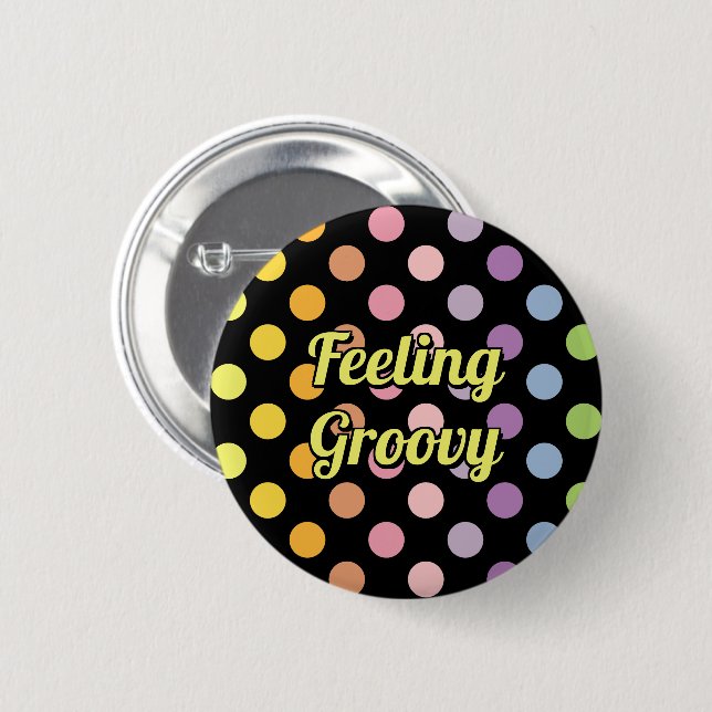 Badge Rond 5 Cm Motif Pois Rainbow (Devant & derrière)
