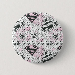 Badge Rond 5 Cm Motif rose et blanc de Supergirl de logo