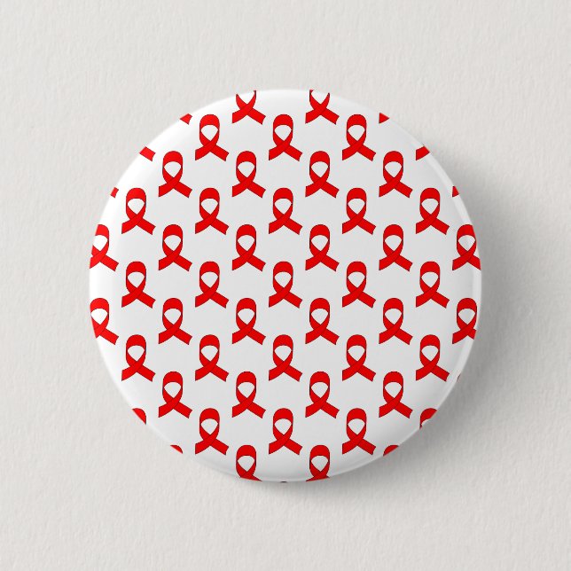 Badge Rond 5 Cm Motif Ruban Rouge (Devant)
