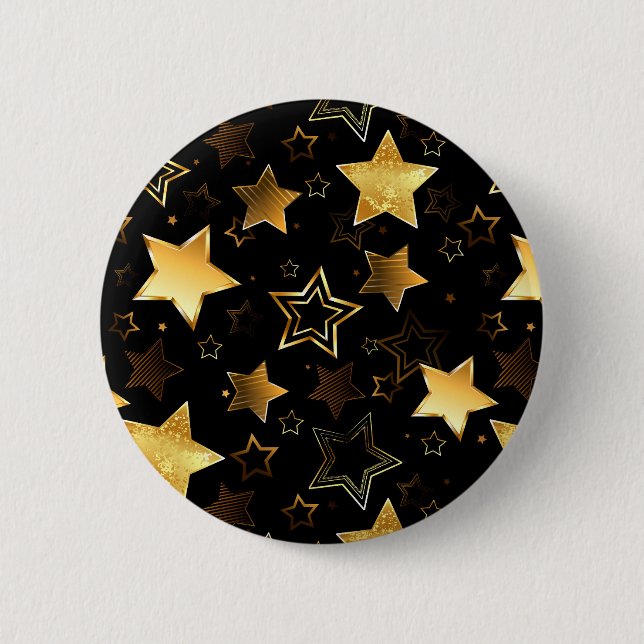 Badge Rond 5 Cm Motif sans couture avec étoiles d'or (Devant)