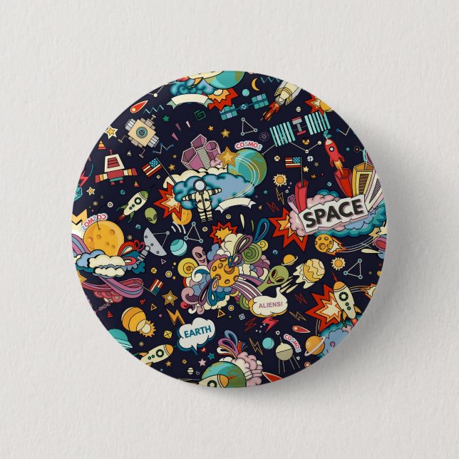 Badge Rond 5 Cm Motif spatial (Devant)