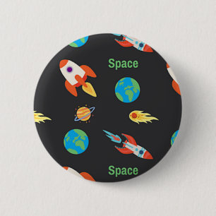 Badge Rond 5 Cm Motif spatial en noir