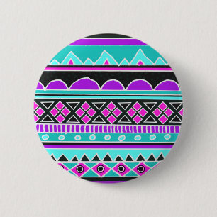 Badge Rond 5 Cm Motif tribal bleu et pourpre lumineux