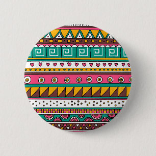 Badge Rond 5 Cm Motif tribal coloré