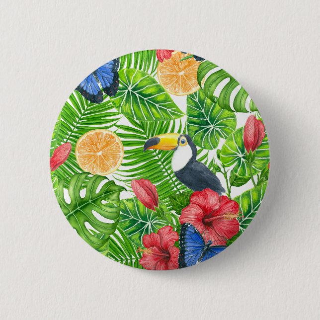 Badge Rond 5 Cm Motif tropical (Devant)
