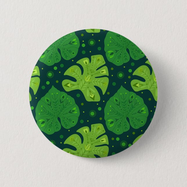 Badge Rond 5 Cm Motif tropical avec liana et feuilles monstères (Devant)