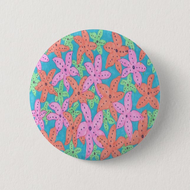 Badge Rond 5 Cm Motif Tropical Starfish (Devant)