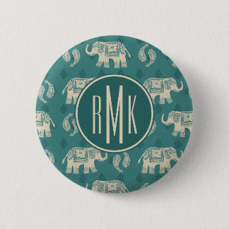 Badge Rond 5 Cm Motif turquoise de caravane d'éléphant du