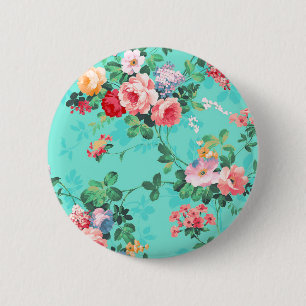Badge Rond 5 Cm Motif Vintage Élégant rose rouge jaune rose