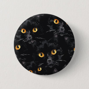Badge Rond 5 Cm Motif Yeux de Chat Noir Mystique