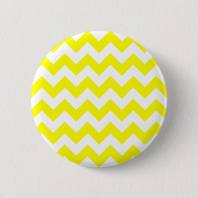 Badge Rond 5 Cm Motif Zigzag blanc et jaune (Devant)
