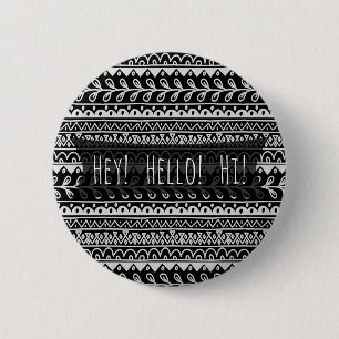 Badge Rond 5 Cm motifs de Doodle Noir et Blanc