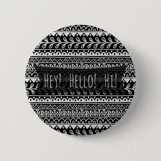 Badge Rond 5 Cm motifs de Doodle Noir et Blanc (Devant)