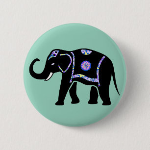 Badge Rond 5 Cm Motifs décoratifs abstraits d'éléphant animal
