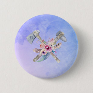 Badge Rond 5 Cm Motifs et fleurs Tomahawk Aquarelle Design
