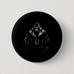 Badge Rond 5 Cm Motivation de travail de gym de singe de gorille B