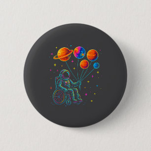 Badge Rond 5 Cm Motivation enfants astronautes en fauteuil roulant