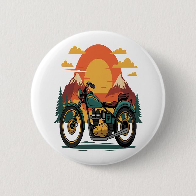Badge Rond 5 Cm Moto avec drapeau américain, 4 juillet (Devant)