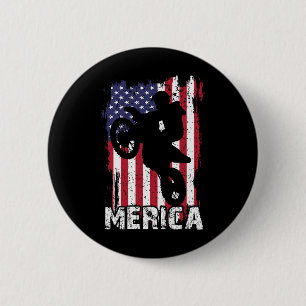 Badge Rond 5 Cm Moto Cross Drapeau Américain Merica Motocross 4 Ju